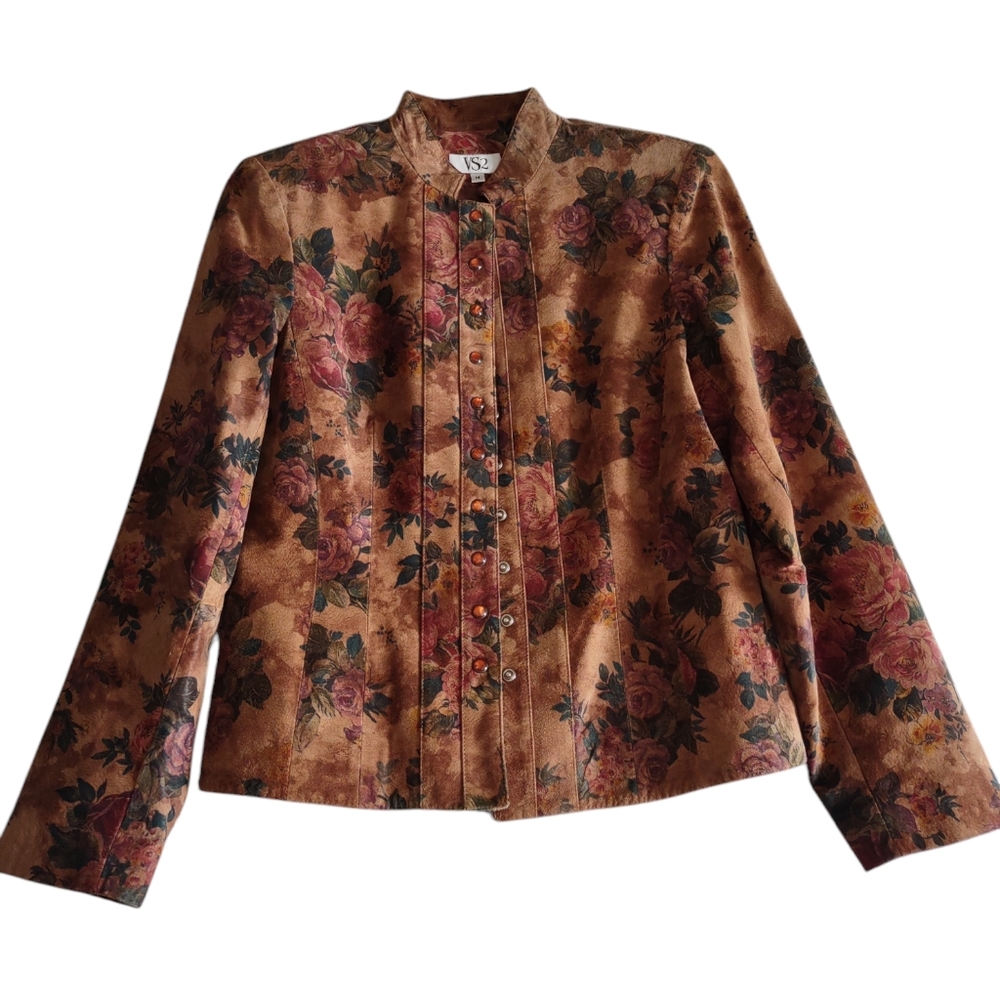 VS2 Size Medium Floral Leather Jacket